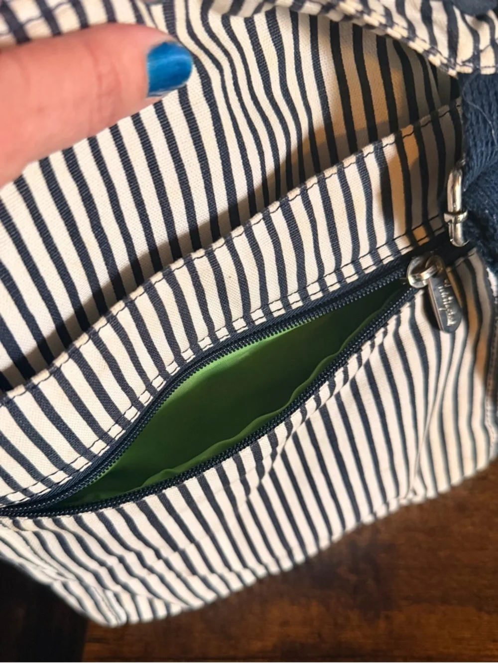 Thirty-one Navy and Cream Striped Crossbody Bag - Picture 2 of 6